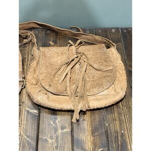 Muxo by Camila Alves Leather Handbag Brown Large Fringed Shoulder Bag